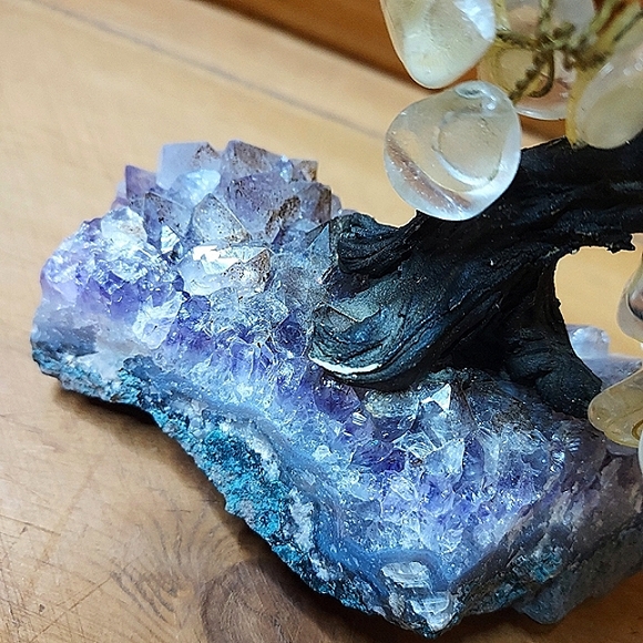 Raw AMETHYST Wirewrapped Polished Quartz Bonsai Tree - Picture 2 of 10